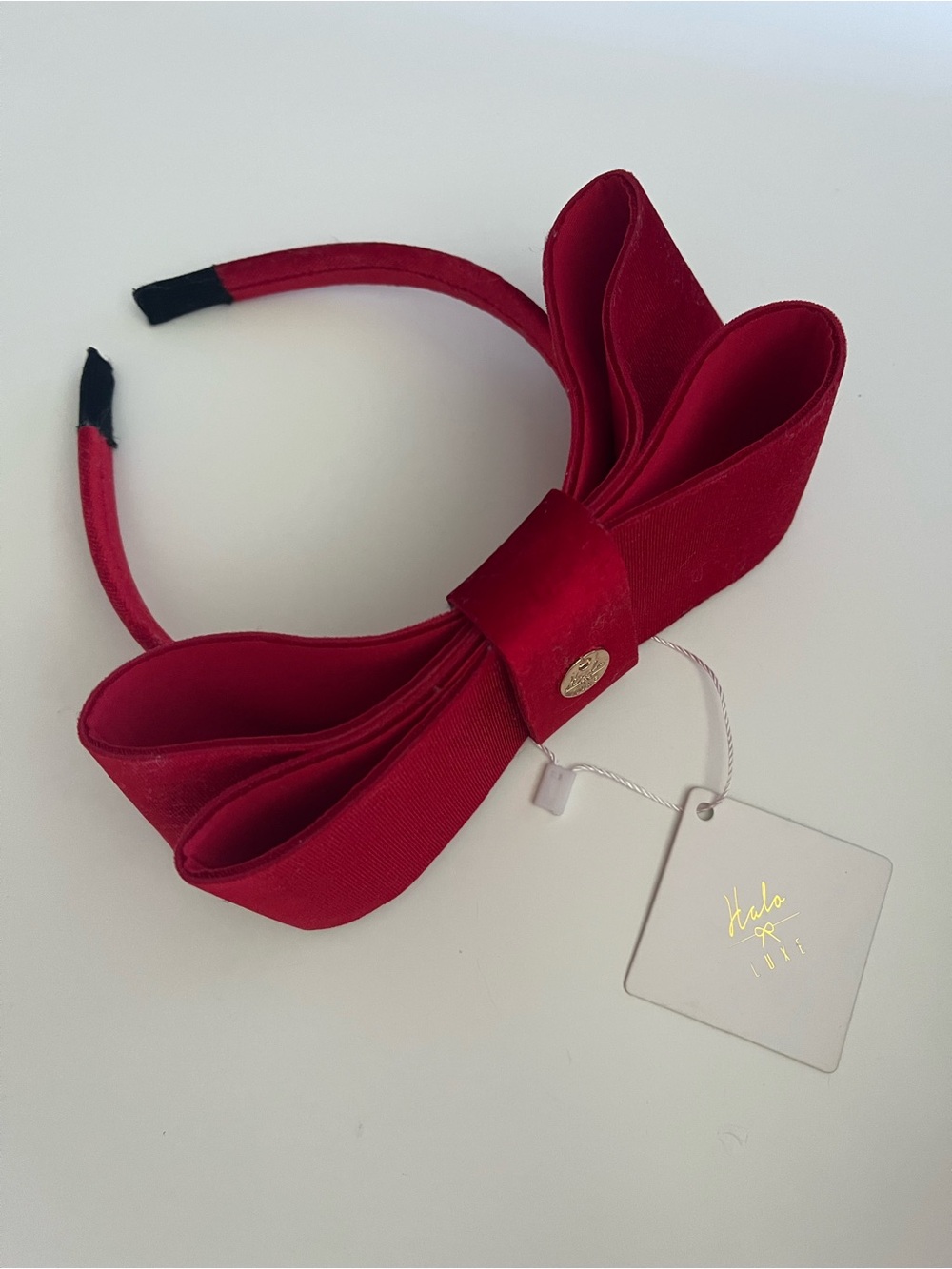 Halo Luxe red Velvet Bow Headband NWT!